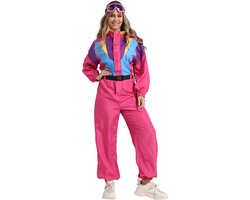 Joya Party® Retro Skipak Hard Roze Dames | Vintage Ski Pak Carnaval | Carnavalskleding | Verkleedkleren Vrouw | Jaren 80/90 Verkleedpak Volwassenen | Foute Skipakken | Compleet met Skibril & Riem | Warm | Verkleedkleding Vrouw Hardroze | Maat L/XL