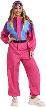 Joya Party® Retro Skipak Hard Roze Dames | Vintage Ski Pak Carnaval | Carnavalskleding | Verkleedkleren Vrouw | Jaren 80/90 Verkleedpak Volwassenen | Foute Skipakken | Compleet met Skibril & Riem | Warm | Verkleedkleding Vrouw Hardroze | Maat L/XL