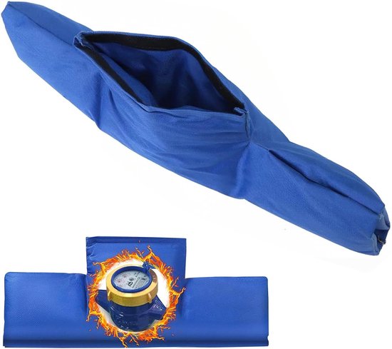 Isolatiehoes voor watermeter - 54×20 cm - universele vorstbescherming voor watermeters - Antivries irrigatieklephoes - Winterpijphoes - Herbruikbaar - Weerbestendig - Antivries isolatiehoes - Geïsoleerde afdekking voor watermeter - Blauw