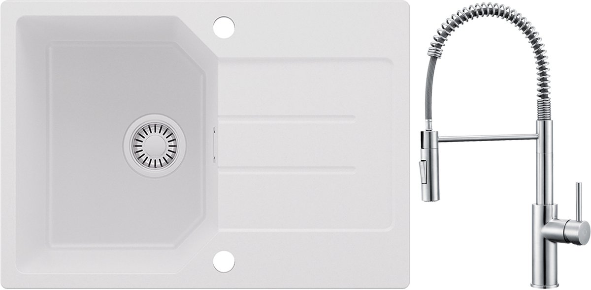 Anycee MAX Spoelbak Keuken 65x45CM - Granieten Spoelbakken Met keukenkraan met uittrekbare