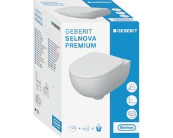 Geberit Selnova Premium Wandclosetpack WC - toiletset - 36x53x38cm - diepspoel - spoelrandloos - keramiek - glans wit