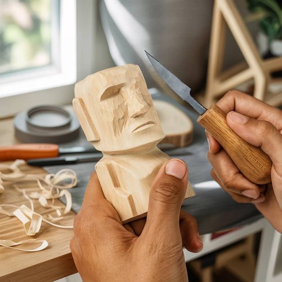 MikaMax Moai Beeldhouwset - 12-delige DIY Carving Kit - Creatieve Knutselset - Paaseiland Standbeeld