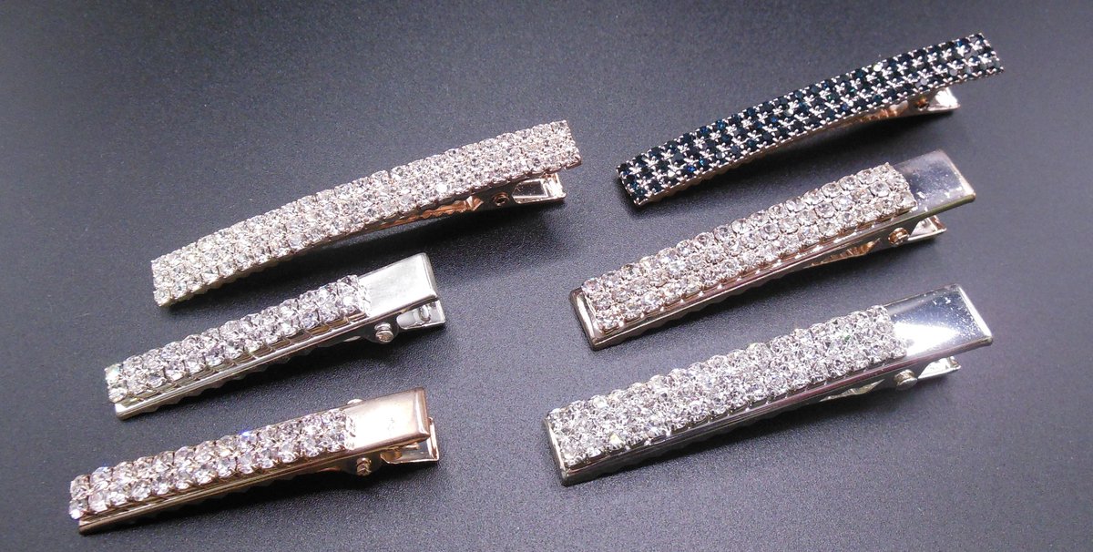 Duckklem rosékleurig-zilverkleurig met strass set van 6 stuks.