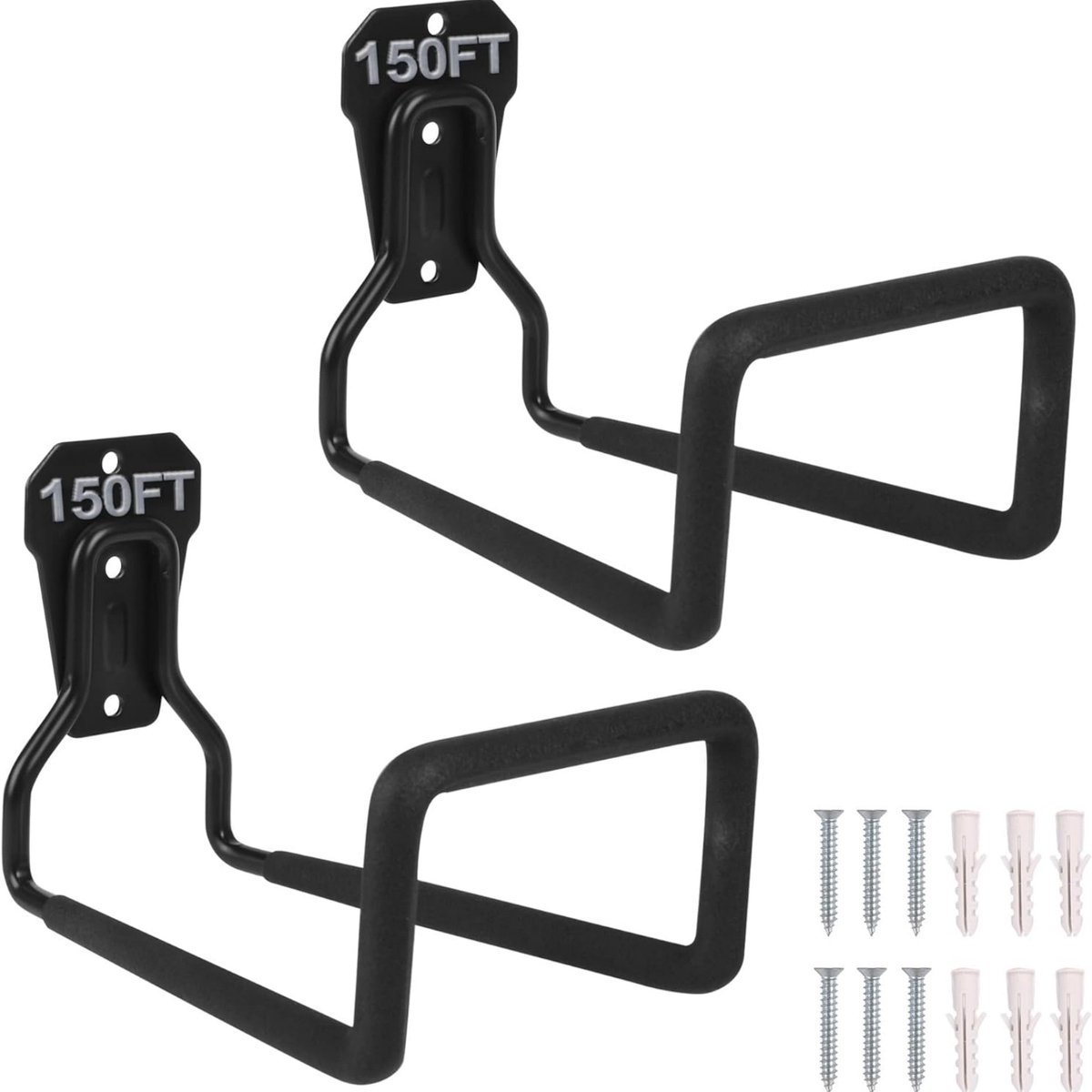 QTTVBTNA 2 Stuks Tuinslanghouder – Slanghouder – wandslanghouder – Heavy Duty Slanghouder voor Buiten – Metalen Tuinslang Ophangbeugel – Zwart