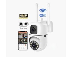 Beveiligingscamera Voor Buiten en Binnen - 360° Draaibare Camera met Nachtzicht - 4MP Dubbele Lens - Bewegingsdetectie & Alarm - WiFi - Tweerichtingsaudio - Camerabewaking