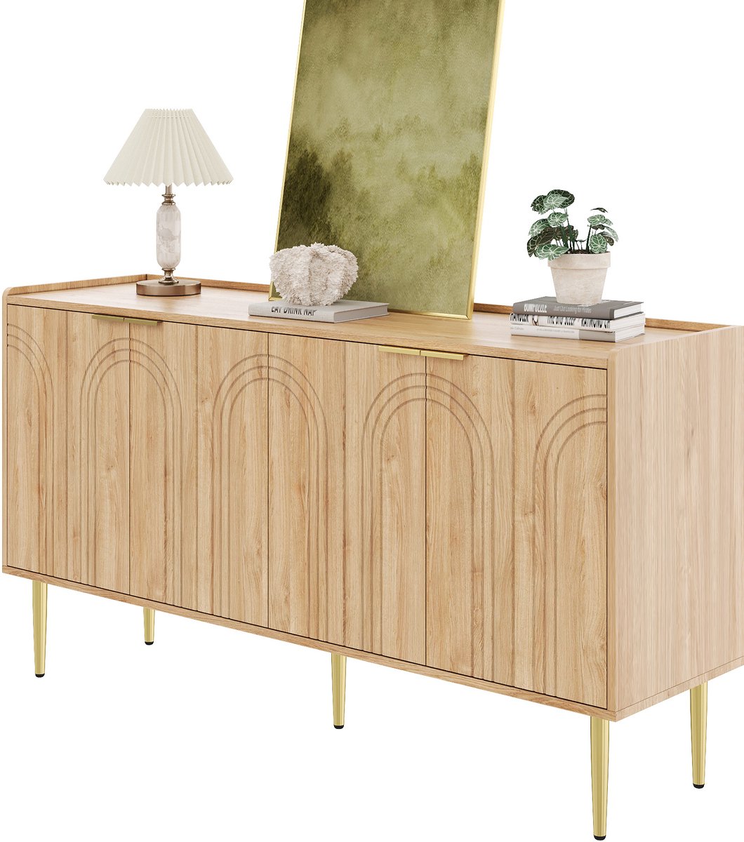 Clruro Anrichte - 140x38x75 cm - Moderne Sideboard - Opslag - Buffet - Woonkamer Set - Eenvoudig Design - Houtkleur Naturel