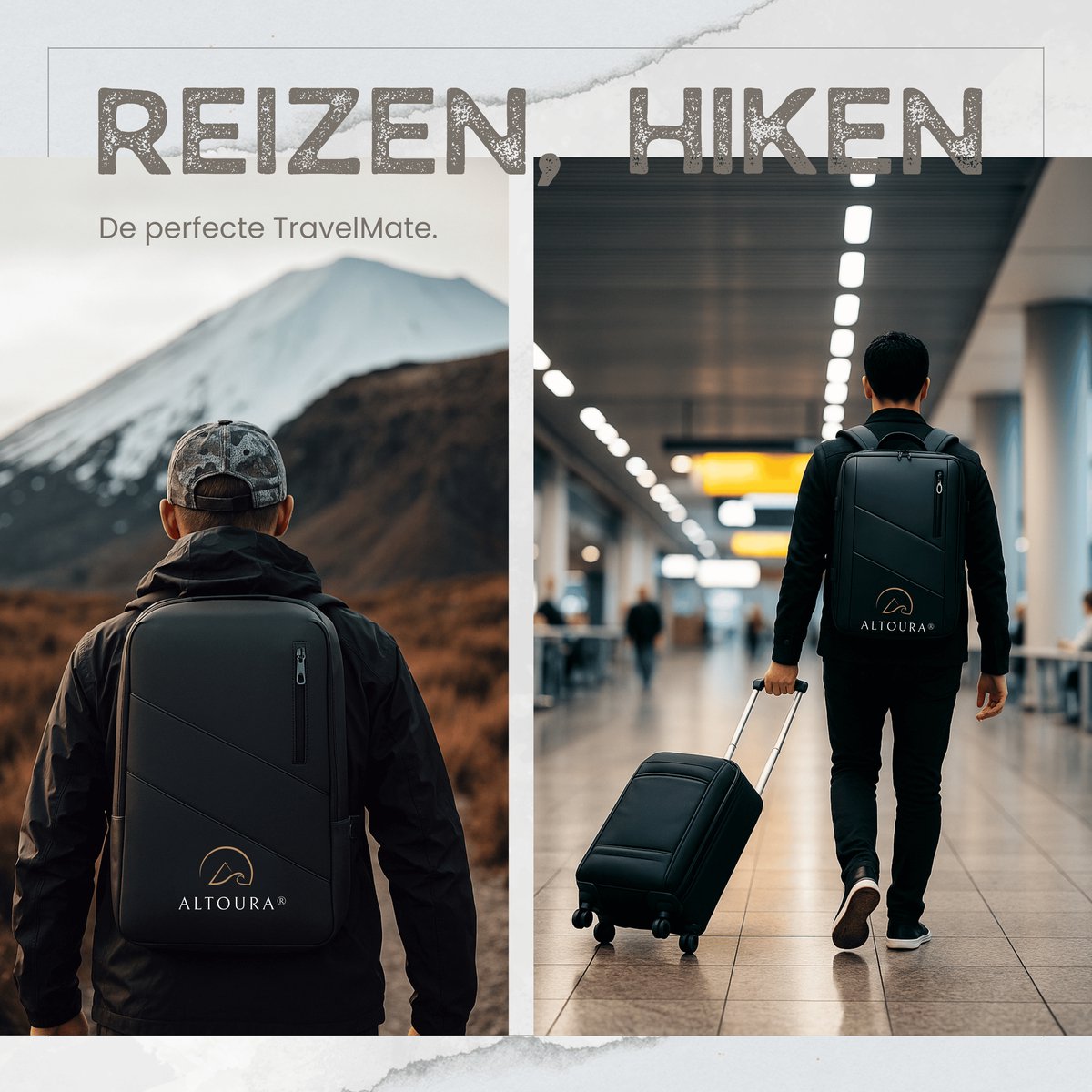 Altoura® TravelMate - Backpack - Waterafstotend - 60% Uitbreidbaar - Premium Rugtas - 60 Liter - Reistas - Handbagage - Schooltas - Dames/Heren - Waterdichte Rugzak - Travel Bag – foto 4