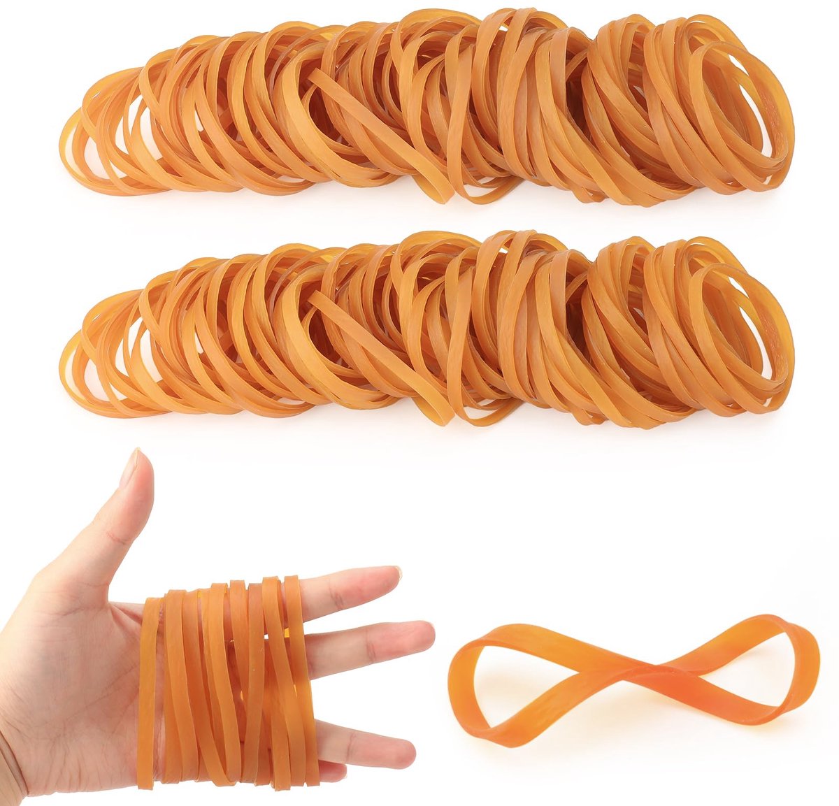 IMPERATORIS® Elastiekjes - Rubberen Ringen - Kantoor Elastiek - Rekbaar en Sterk - Voor Papieren en Huishouden - Set van 100 - Donkergeel