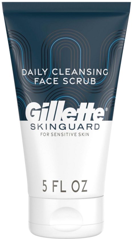 Gillette SkinGuard Gezichtsscrub voor Mannen – Dagelijkse Exfoliërende Face Scrub voor Gevoelige Huid met Shea Butter & Houtskool 150ml