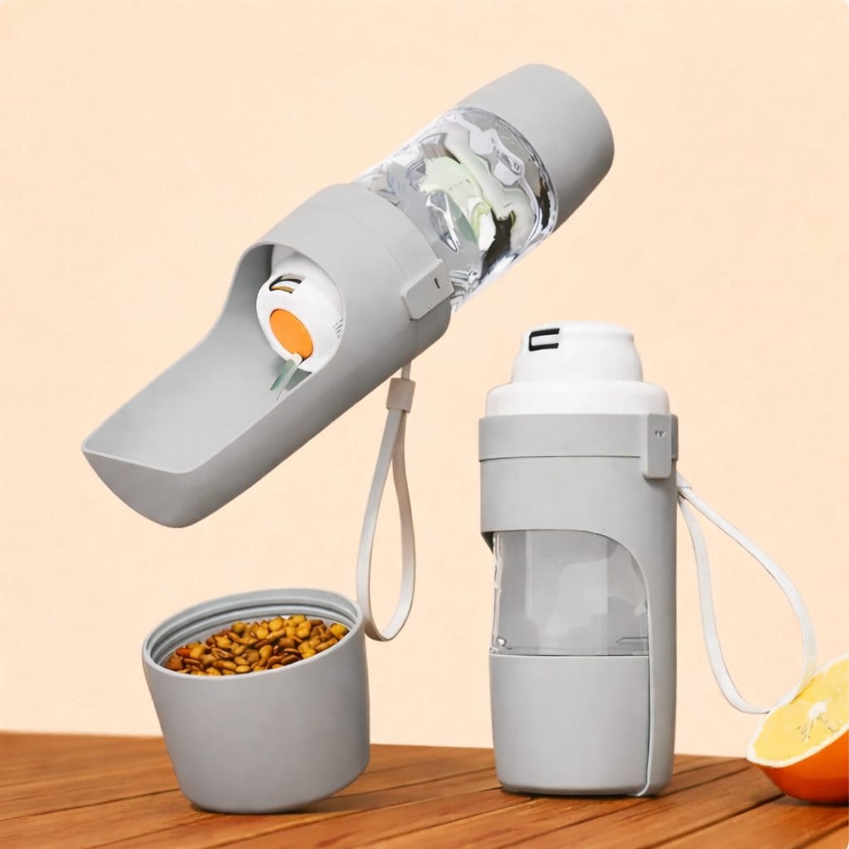 2-in-1 waterfles met geïntegreerde voerbak - voor honden - lekvrij - hondenwaterfles met voerbak - draagbaar - lichtgewicht - reisbeker voor honden - honden drinkfles - honden reisfles - honden voerbak reis - waterfles hond - hondenbeker onderweg
