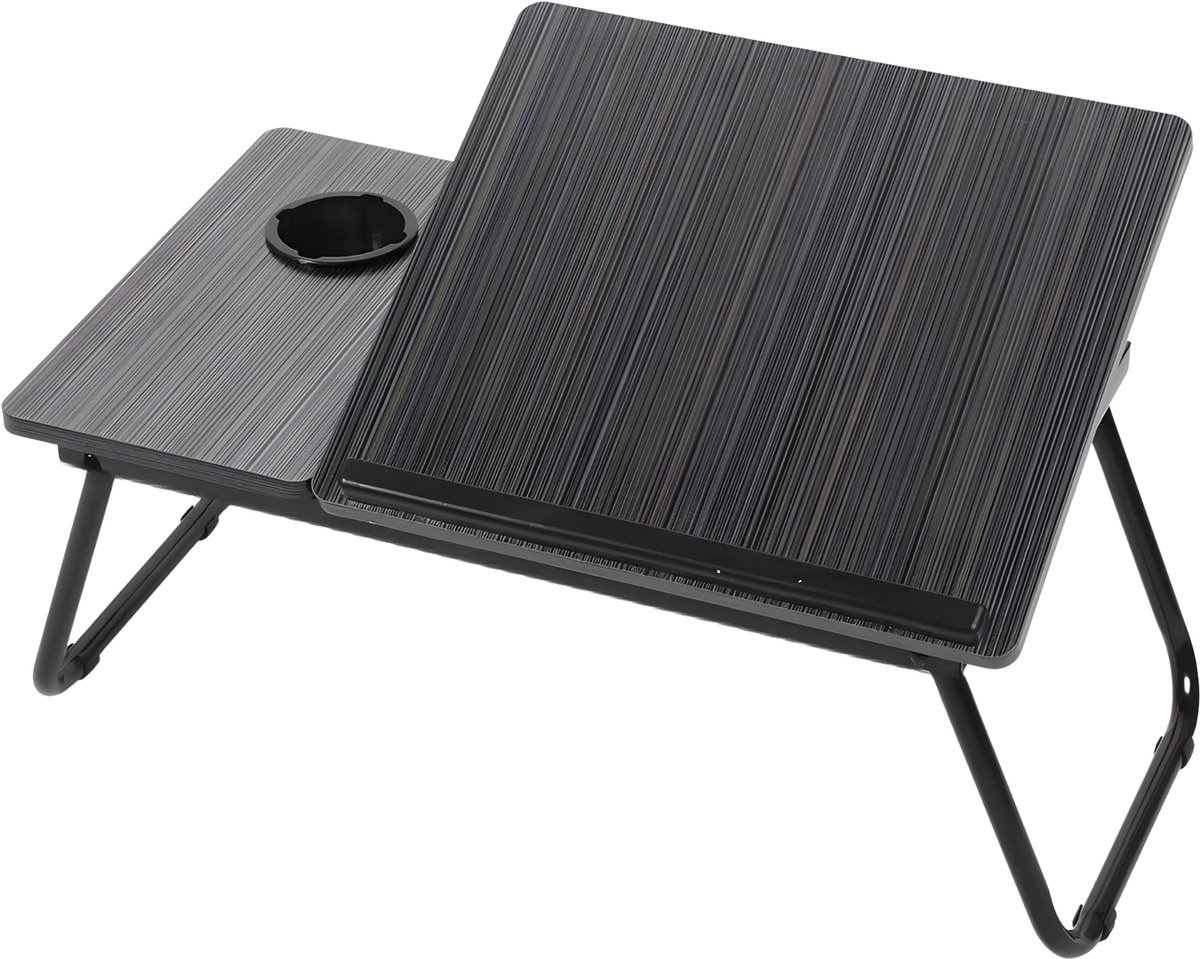 Happiq Laptoptafel – Tablethouder - Bedtafel – Voor bed, kantoor of studie – In hoogte verstelbaar met bekerhouder – Zwart