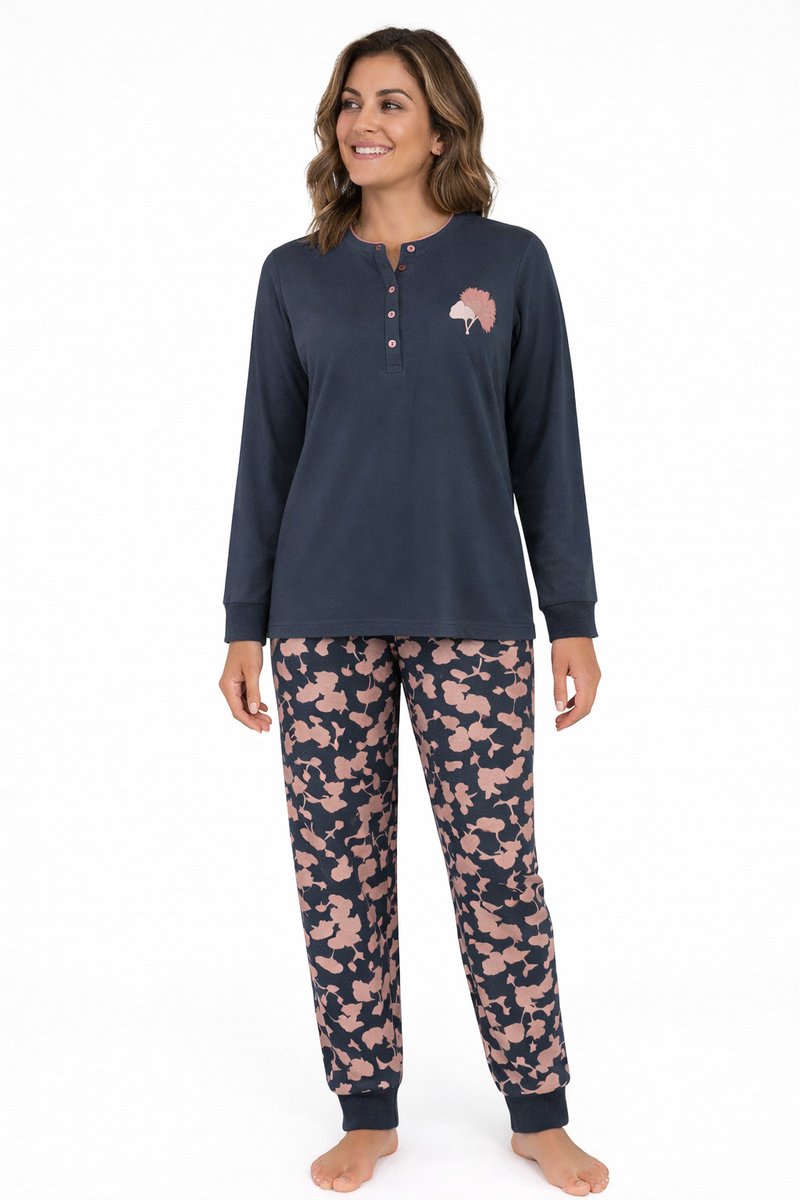 Lunatex Dames Pyjama - Winter - Interlock - uni top