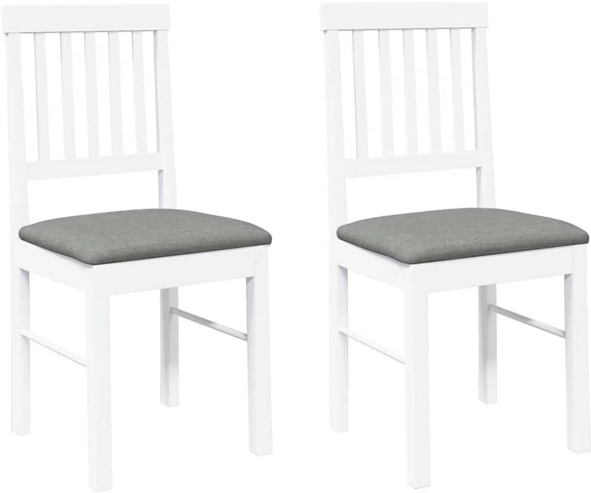 Set van 2 Massief Houten Eetkamerstoelen met Kussens Wit