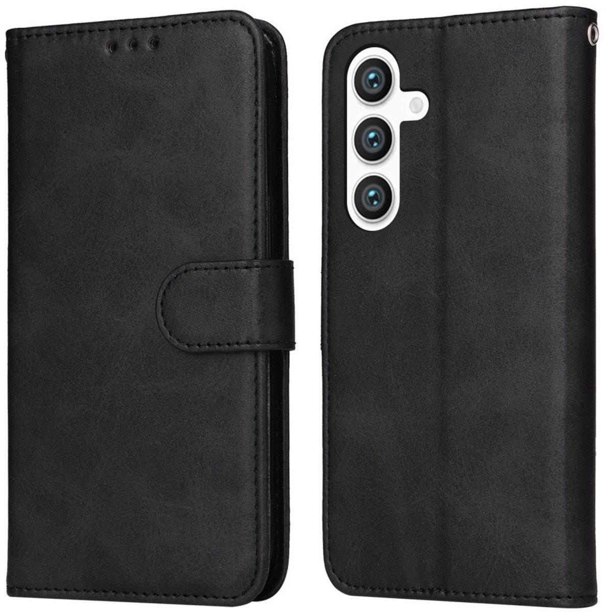 Lunso Geschikt voor Samsung Galaxy S25 Plus - bookcase hoesje portemonnee - Zwart