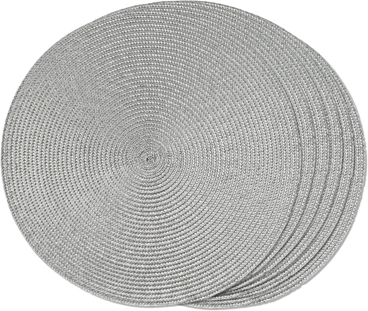 Ronde Gevlochten Placemats Set van 6 - 38 cm Tafelmatten Antislip en Wasbaar