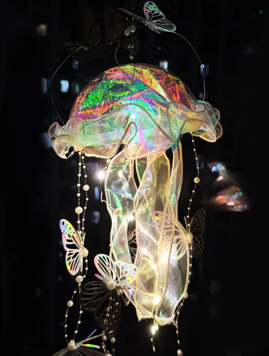 QTTVBTNA – 1 Stuks Hangende Kwallen Decoratie – DIY Zwevende Kwallen Lantaarns – Creatieve Feestdecoratie – Lichtgewicht & Draagbaar – Zelf te Maken voor Verjaardag, Kerst en Party Styling –Sfeervol – Wit
