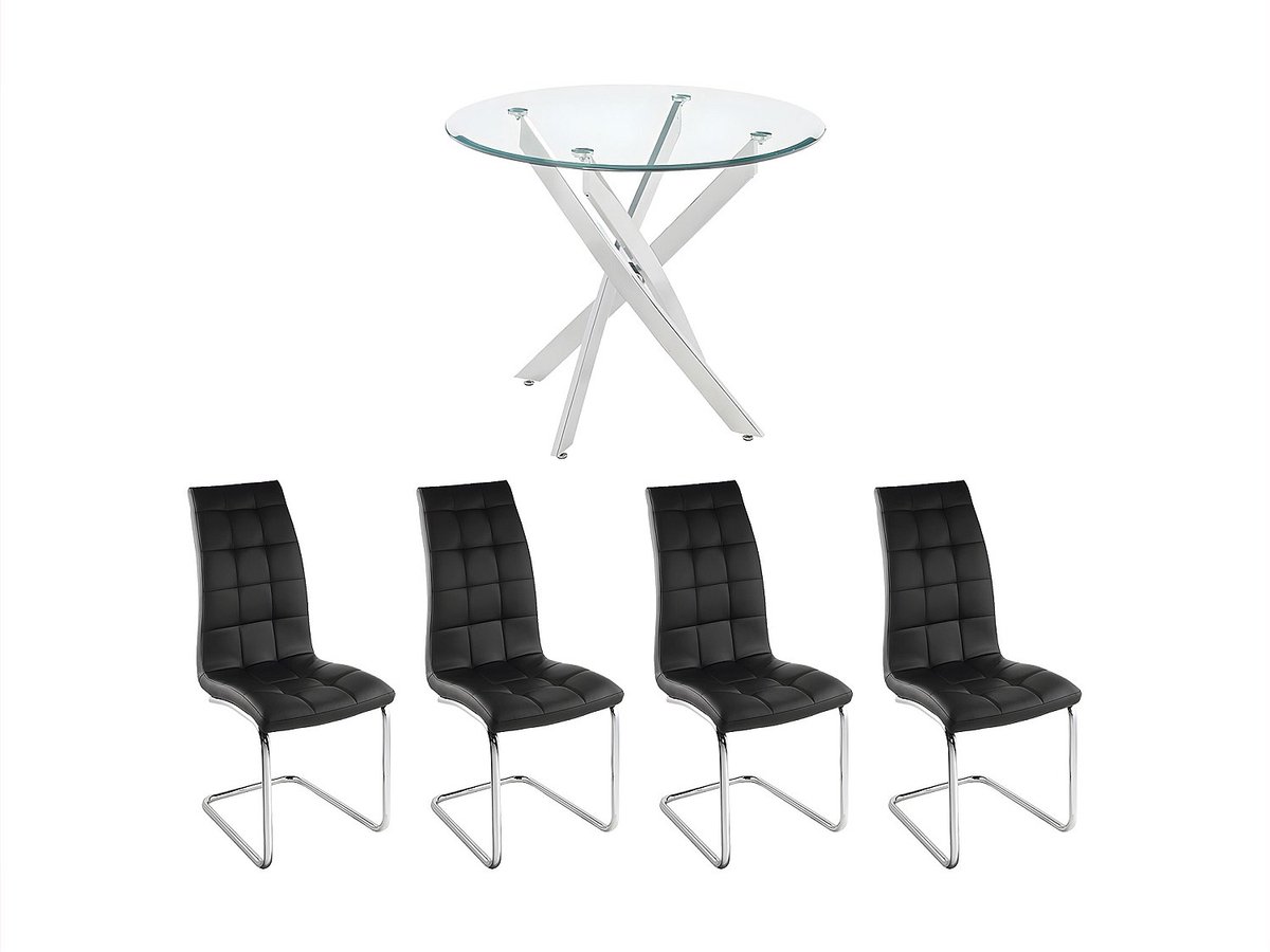 Vente-unique Tafelset met eettafel COSIMA + 2 stoelen NADYA - Zwart Transparant
