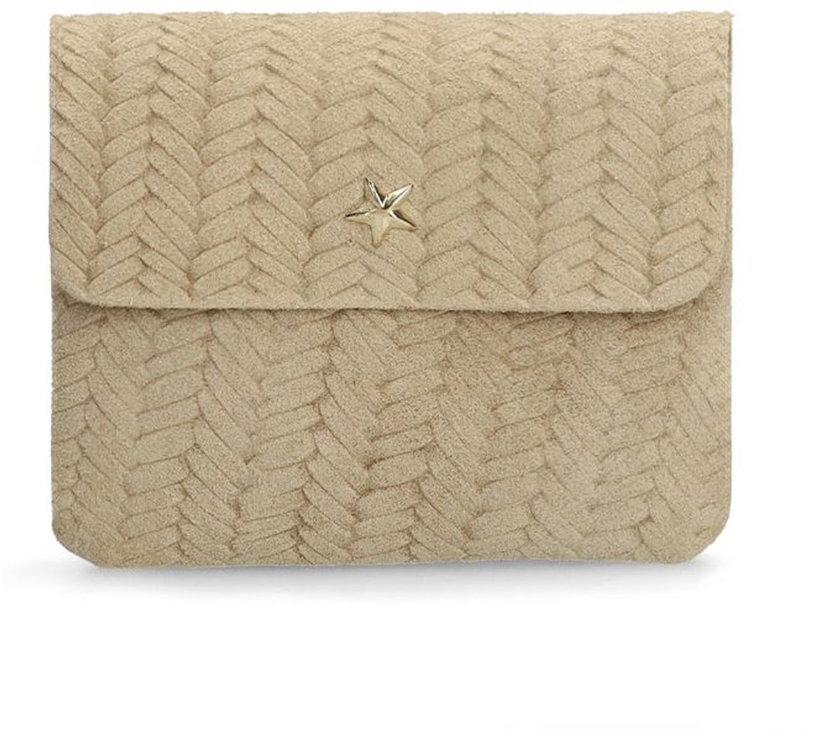 Manfield - Dames - Beige suède portemonnee - Maat 1