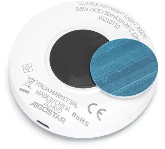 Nachtlampje warmwit oplaadbaar - rond - dag/nacht- & bewegingssensor - magnetisch - 3000K - 12 Lumen 0.5 Watt van T_guard — afbeelding 3
