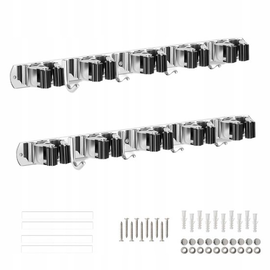 Bezemhouder - Opbergsysteem - Bezem Ophangsysteem - Ophanghaken - Tuingereedschap - Gereedschap Opbergen - 2 Stucks van Merkloos	 — afbeelding 3
