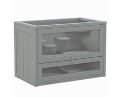 PawHut-Hamsterkooi-Vurenhout-60x35x42cm-Grijs