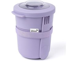 Amuse Tylla Duo Lavender Lunchbox - 150ml + 450ml - Yoghurt Beker to go - Perfect afsluitbare Muesli Beker met Spork - Lekvrije Lunchpot - BPA-vrije Soepbeker – Paars