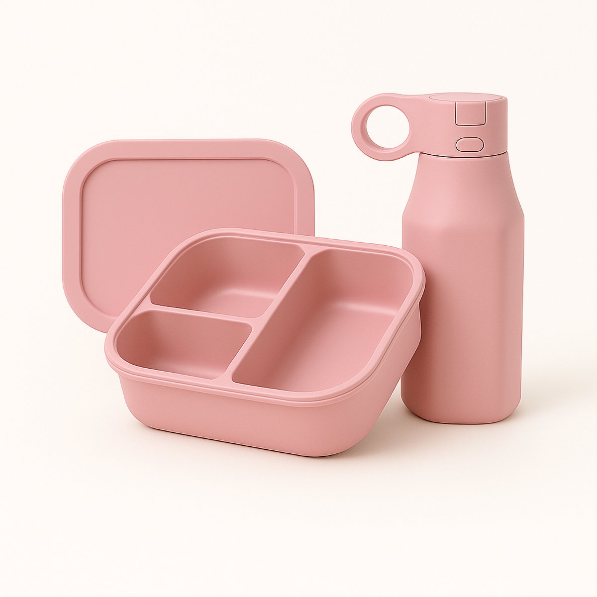 Velini Siliconen Lunch- en Drinkbeker Set - Roze - Duurzaam & Herbruikbaar