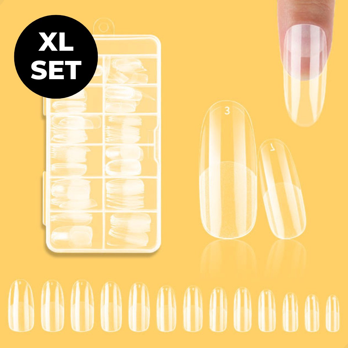 Renalux - Nageltips Round - Nageltips voor Gelnagels - Nageltips Naturel - Nageltips Transparant Set - Nepnagels - Kunstnagels - Plaknagels - Press On Nails - 120 Stuks