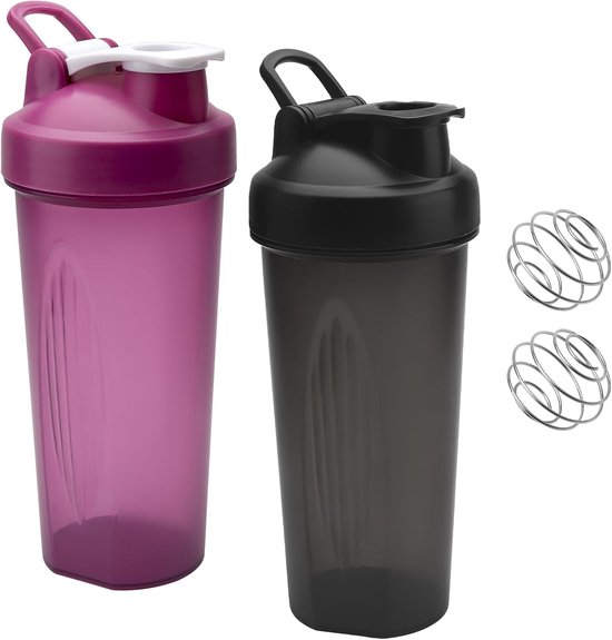 Foto: Prote neshaker 600 ml eiwit shakebeker met bal ml display lekvrij prote neshaker gym fitness fles prote neshaker shakebeker voor romig prote nepoeder wei 2 stuks