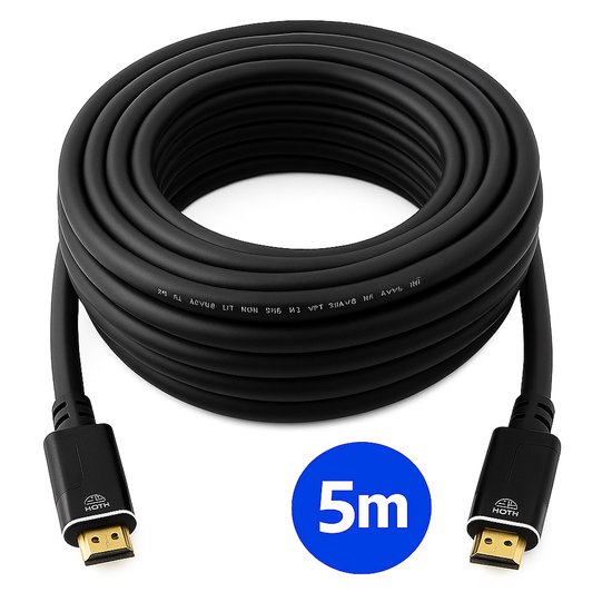 Nexara - HDMI 2.1 Kabel - 8K 60hz / 4K 120hz HQ - 5 Meter - 48Gbps - Kabel - Zwart - Extra Lang