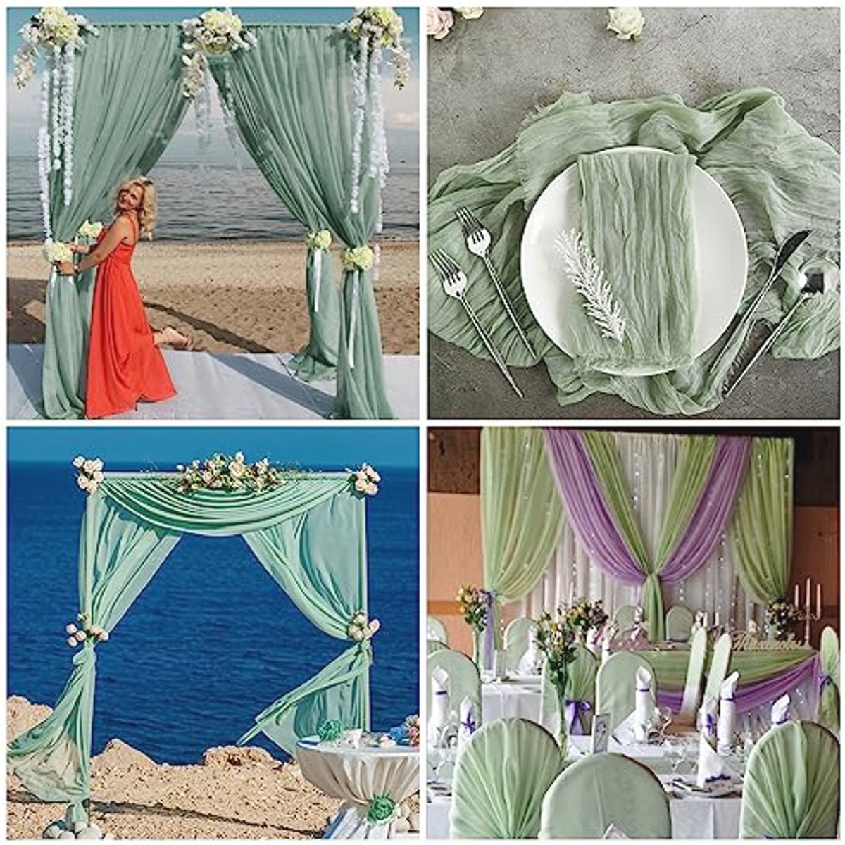 Tafelloper Sage Groen 90 x 400 cm - Ideaal voor Feesten en Decoratie
