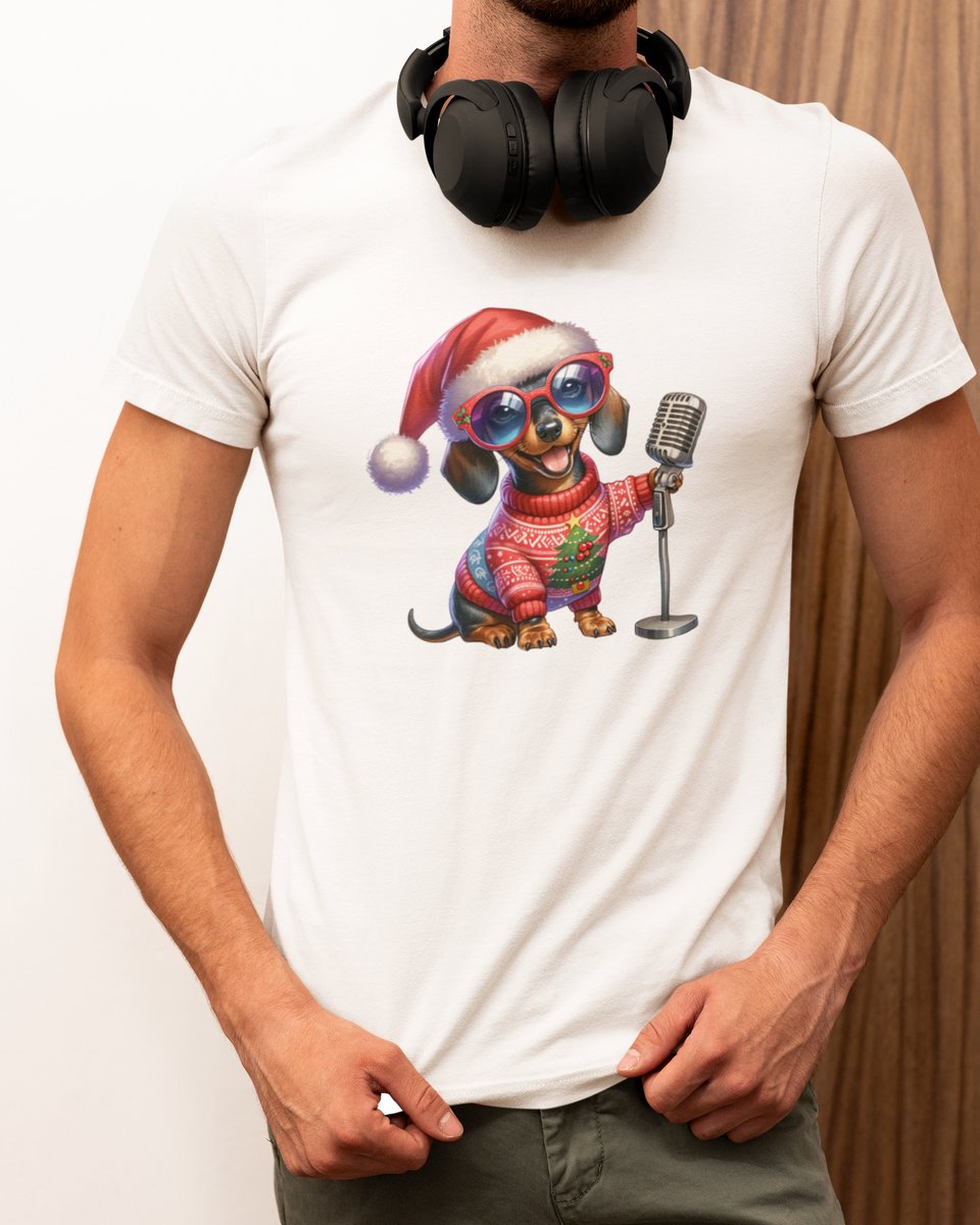 Singing Dog Kerst - Kerst T-shirt Wit - Grappig T-shirt - Maat XXL - Kerst Cadeau Mannen - Limited Edition