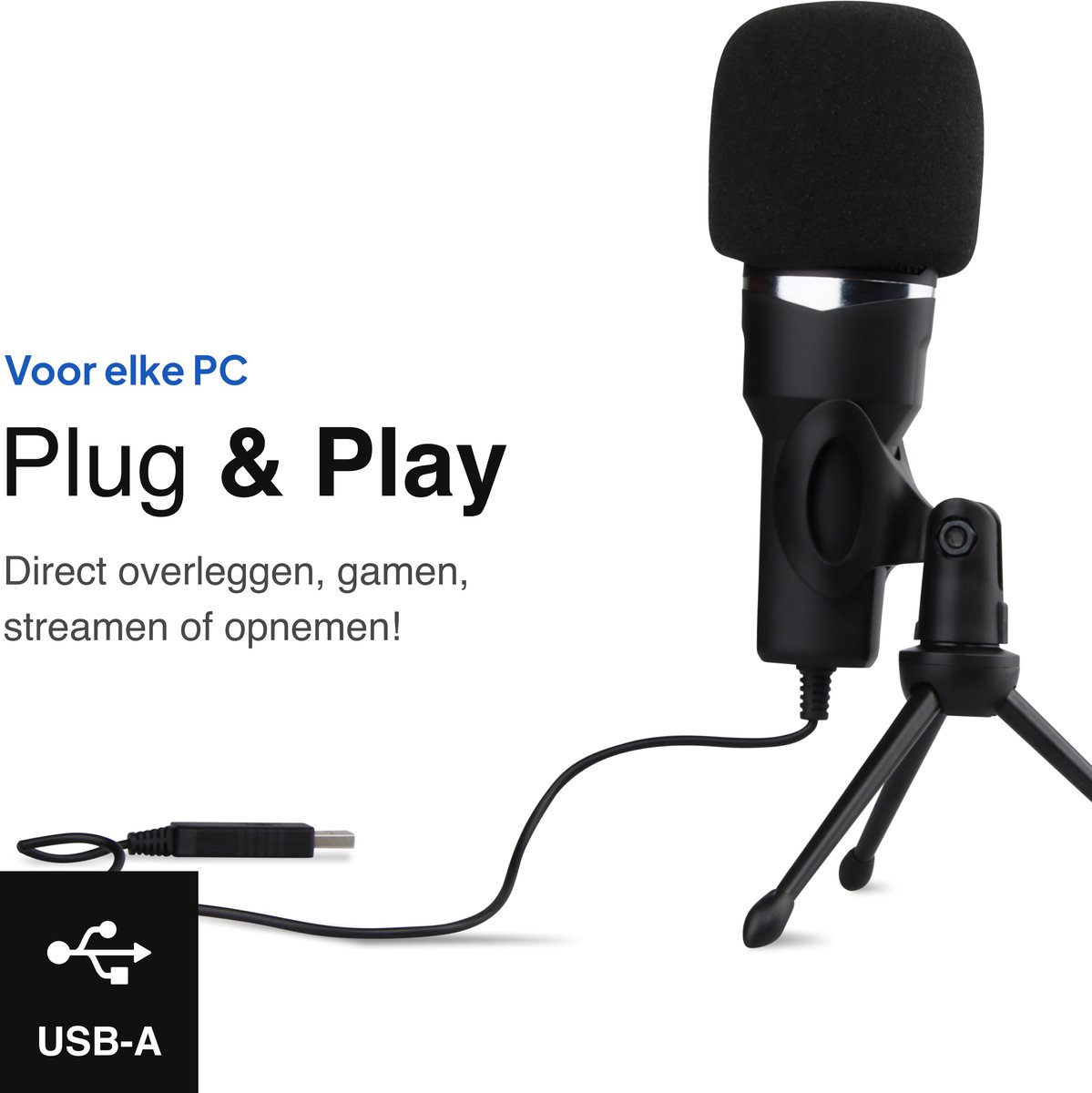 USB Microfoon met standaard - Gaming - Podcast - Voor Pc en console - Standaard - Incl. Plopkap - Zwart - Vivid Green — cadeau in Gadgets - foto 3