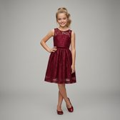 La V Elegante kant jurk met mouwloze Rood 170 (Valt klein)