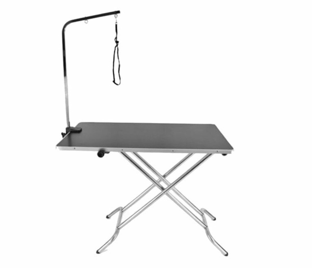 Trimtafel Comfort - Met Trimarm incl. Trimlus - In 3 standen verstelbaar - Voor Hond - Tafelblad 110 x 60 cm - Verstelbaar tot 86 cm hoog - RVS Poten