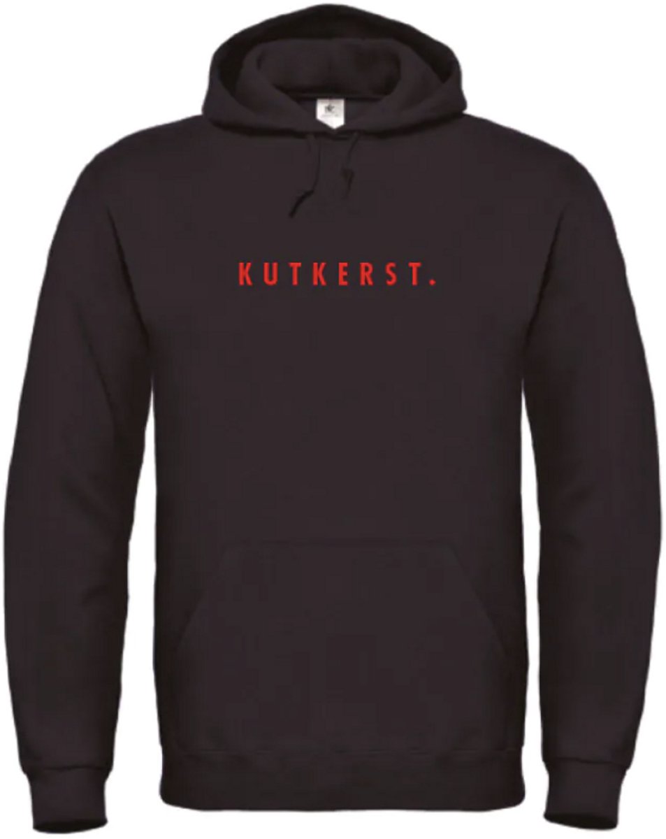 Foute kersttrui hoodie zwart XXL - Kutkerst - rood - soBAD. | Kersttrui soBAD. | kerstsweaters volwassenen | kerst hoodie volwassenen | Kerst outfit | Foute kerst truien