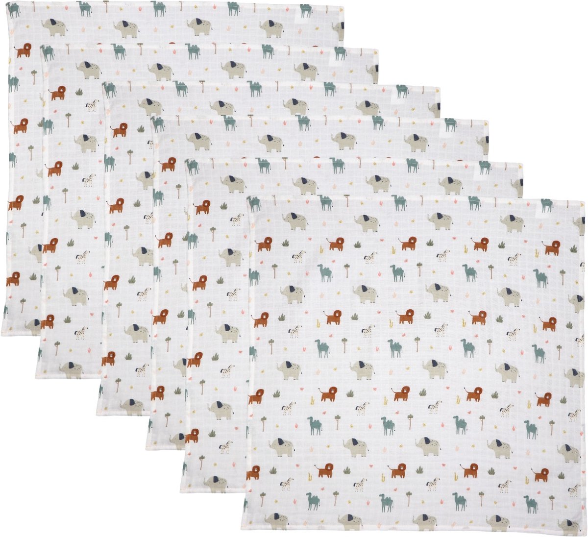 MamaLoes Jungle 70 x 70 cm 6 Stuks Hydrofiel Multidoek