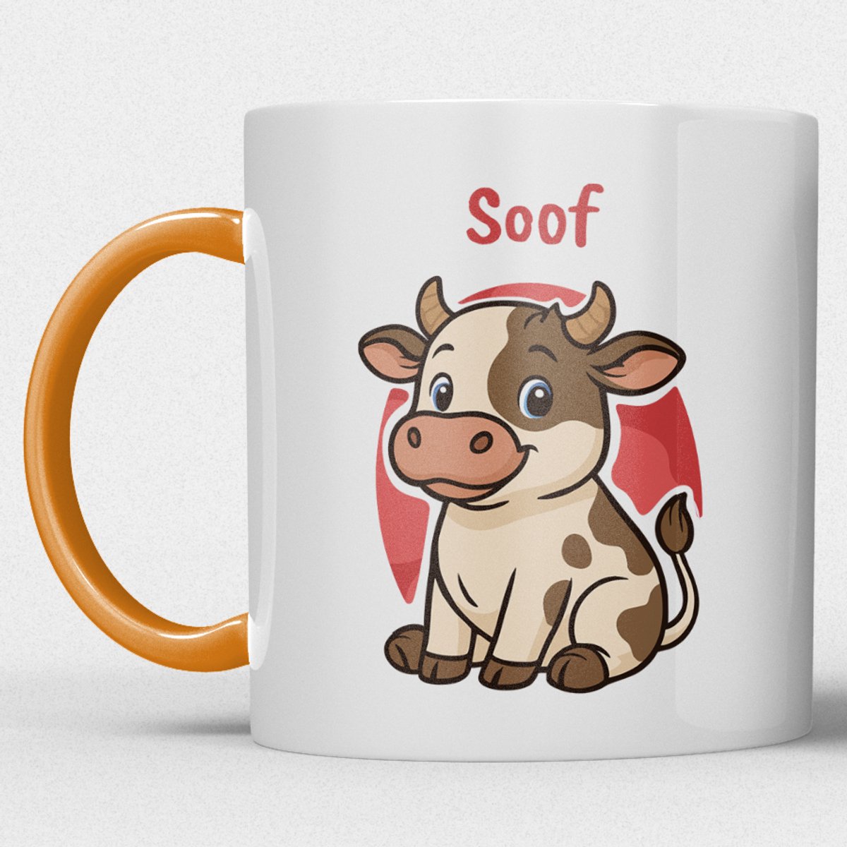 kindermok/kinderbeker | gepersonaliseerd met naam | met koe | oranje | Schattige illustraties