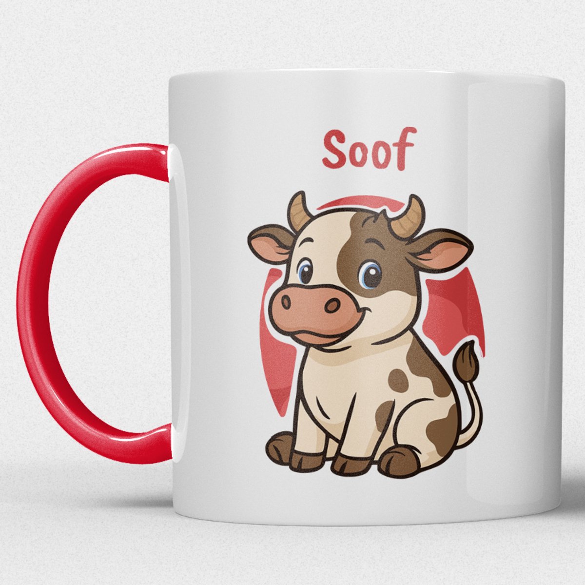kindermok/kinderbeker | gepersonaliseerd met naam | met koe | rood | Schattige illustraties