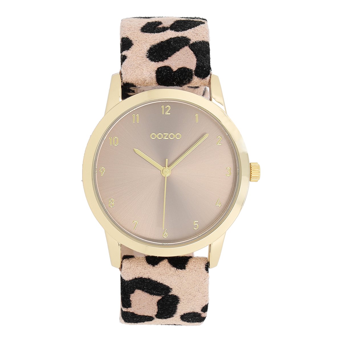 OOZOO Timepieces - Goudkleurige horloge met leren band - C11372