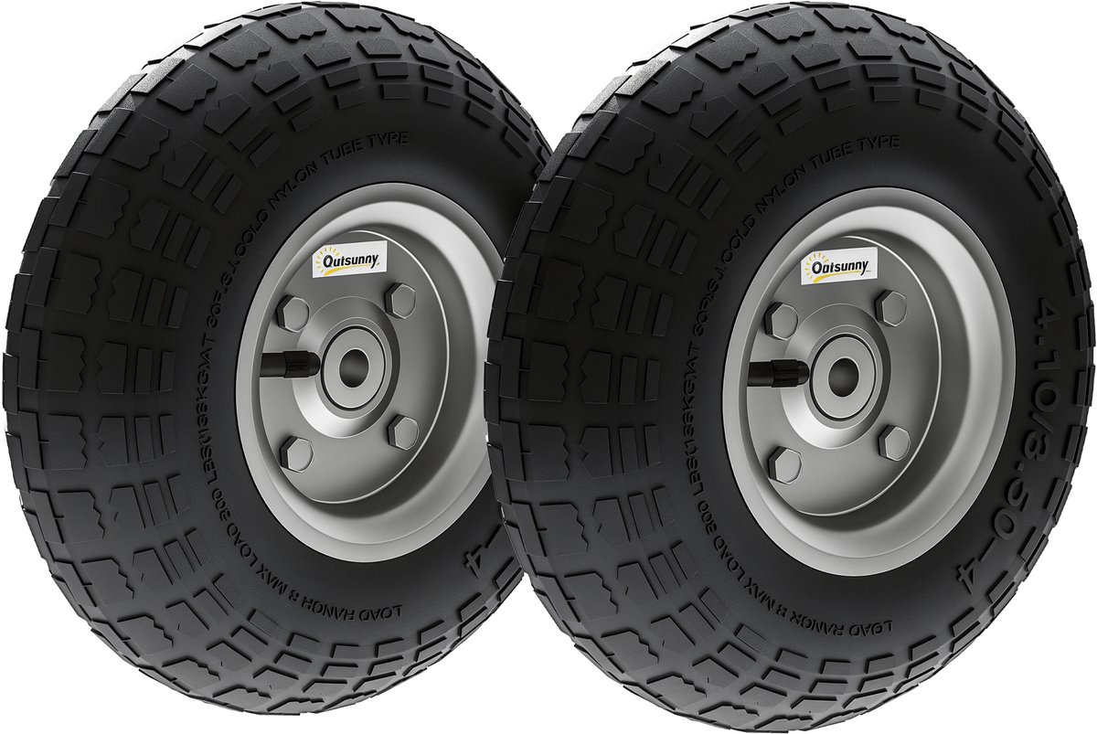 Outsunny-Pneumatische wielen-Rubber-25,5x7,5x25,5cm-Zwart