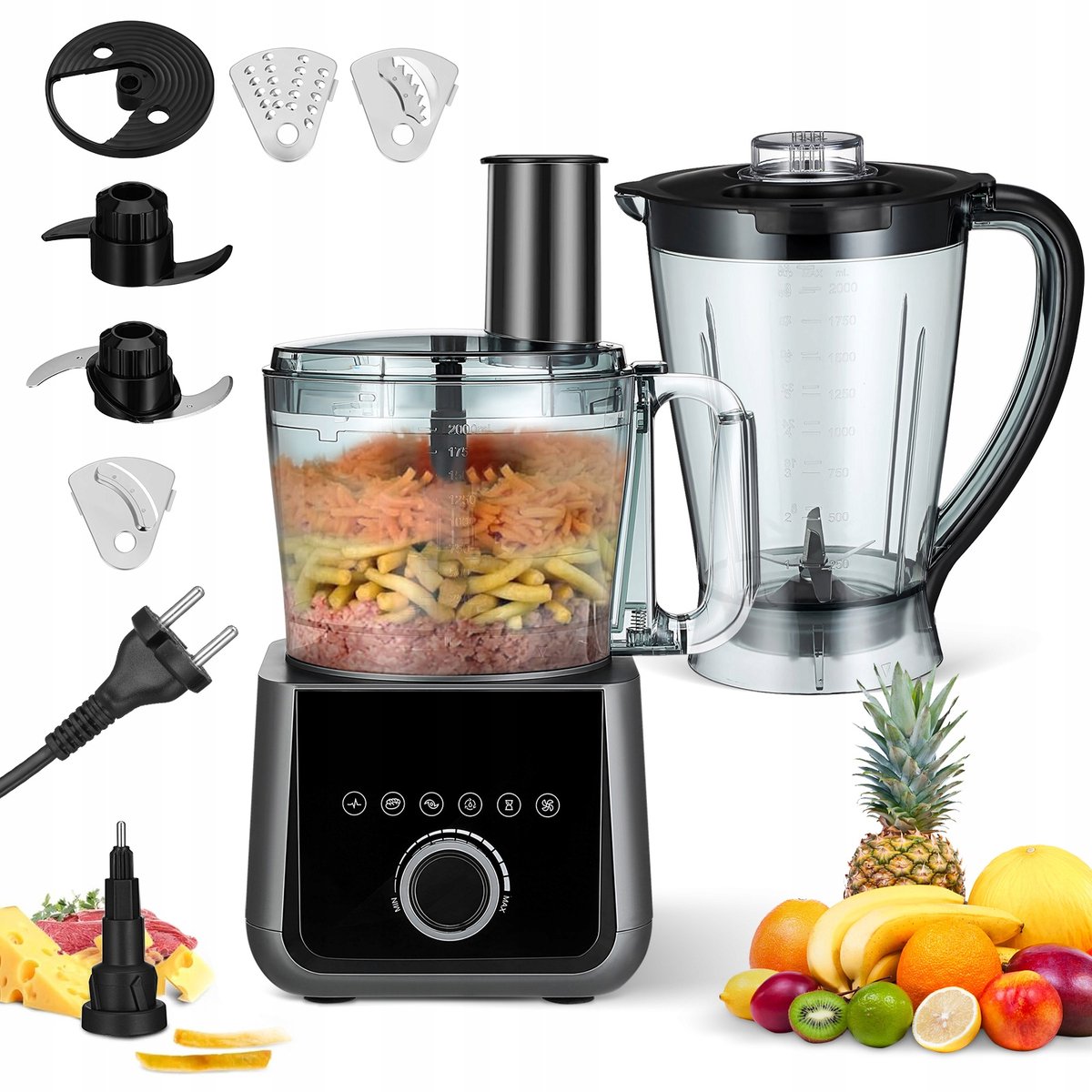 Keukenmachine 2.5L - Professionele Foodprocessor met Mengkom - 1000W Motor - EU Stekker - Voor Soepen, Sausen en Deeg
