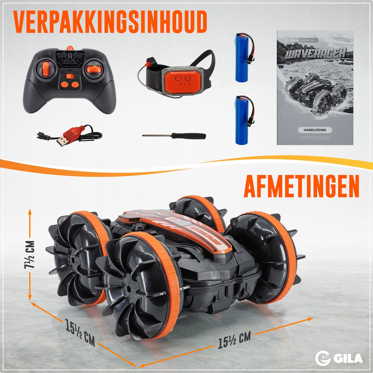 GILA Bestuurbare auto - 1,5u Speelplezier 2 Accu's - Race Auto Afstand bestuurbaar – RC Auto – 100 meter bereik - Polsbesturing — afbeelding 3