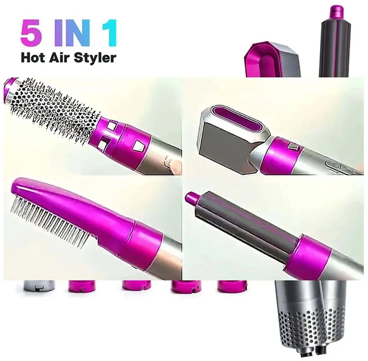 föhnborstel - krultang 5 in 1 - Haarstyler - afneembare kop - afbeelding 3