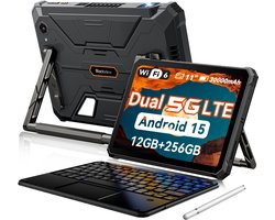 Blackview Active 12 Pro 5G Outdoor Tablet - 11 inch - 36 GB + 256 GB 30000 mAh - Met Toetsenbord(QWERTY) - IP68 waterdicht 108 MP + 50 MP Dual SIM - Zwart
