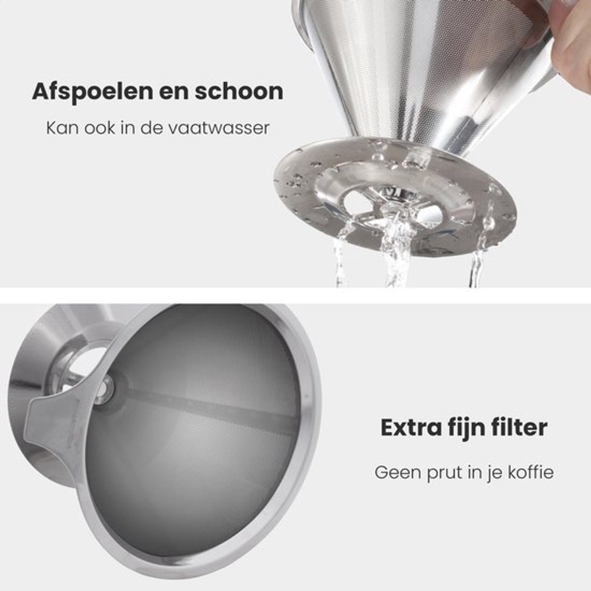 RVS Koffiefilter - Herbruikbaar - Koffiefilterhouder - Pour Over Koffie - Herbruikbare - Koffiefilter - RVS - Koffiefilter Houder - Barista - Filterkoffie Pour Over - Reizen - Koffiefilterhouder - Camping - Travel - RVS Gaas - koffiefilter van roes — cadeau in Kookcadeaus - foto 2