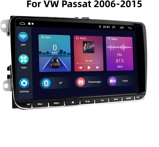 Autoradio - 9 Inch Autoradio Android 11 Draadloos Carplay GPS Navi Backup Camera Pass voor Volkswagen Passat 2006-2015