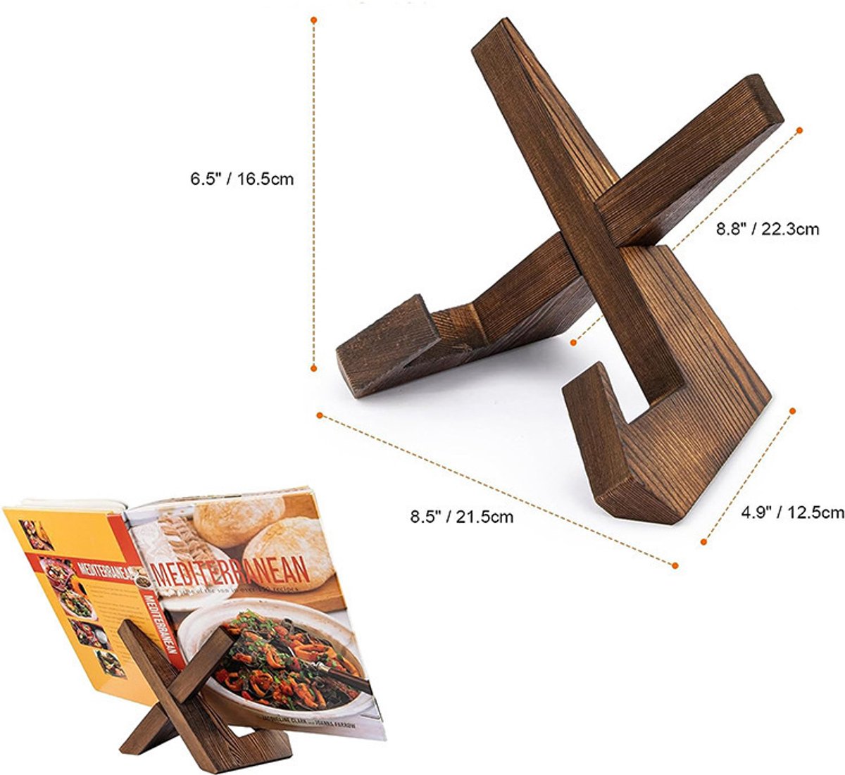 Boekstandaard - Bordenhouder - Kookboek standaard - Bordenrek - Standaard - Houder - Steun - Rek - Hanger - Borden En boeken - Voor sierborden - Duurzaam - Hout - LOUZIR — cadeau in Kookcadeaus - foto 2