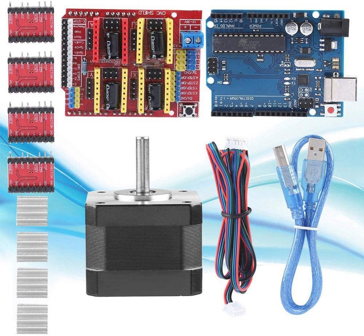 3D-printerkit met CNC Shield V3.0, R3 Board, Nema 17 Stappenmotor en Drivers