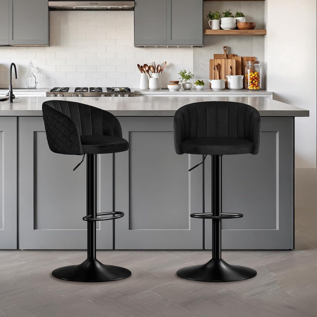 Set van 2 Design Barkrukken met Rugleuning - Barkrukken In Hoogte Verstelbaar, Draaibare - Medahomestore